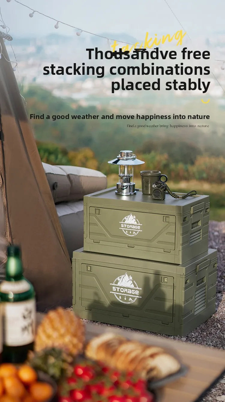 Outdoor camping folding box Car trunk with table Camping picnic finishing box Household storage box