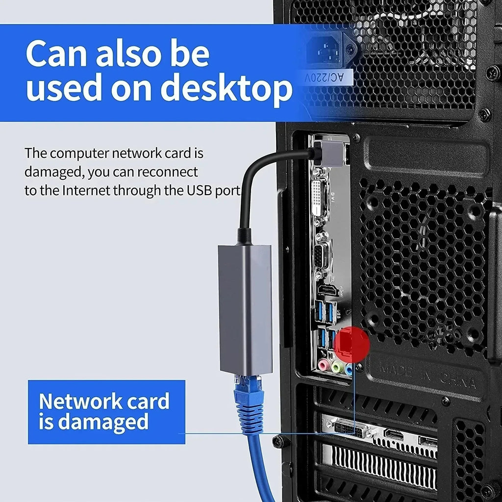 KEBIDUMEI USB Type C Ethernet Adapter Network Card USB Type-C To RJ45 100/1000Mbps Lan Internet Cable For MacBook Laptop PC