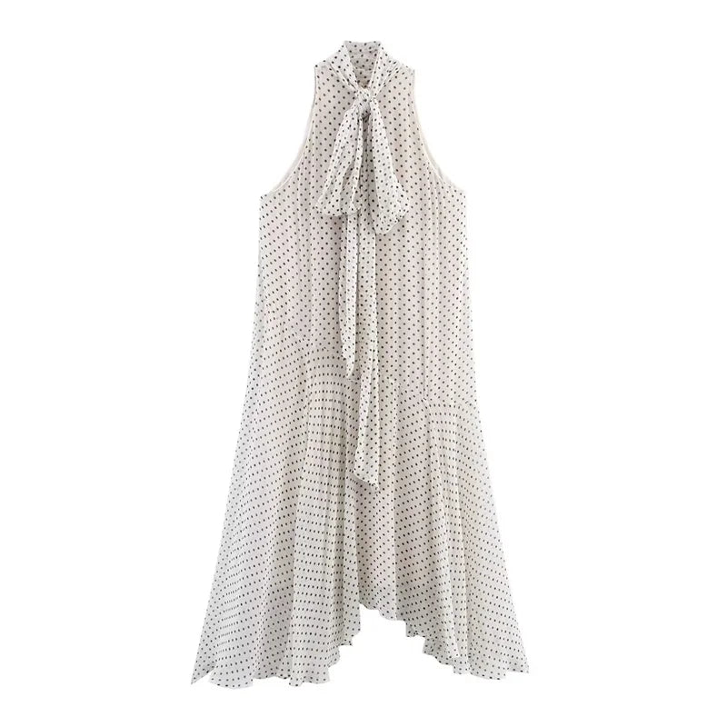 Women's Dresses New Spring 2025 Polka dot dress Sexy shoulders Irregular personality expanded maxi skirt Flowing  5289042