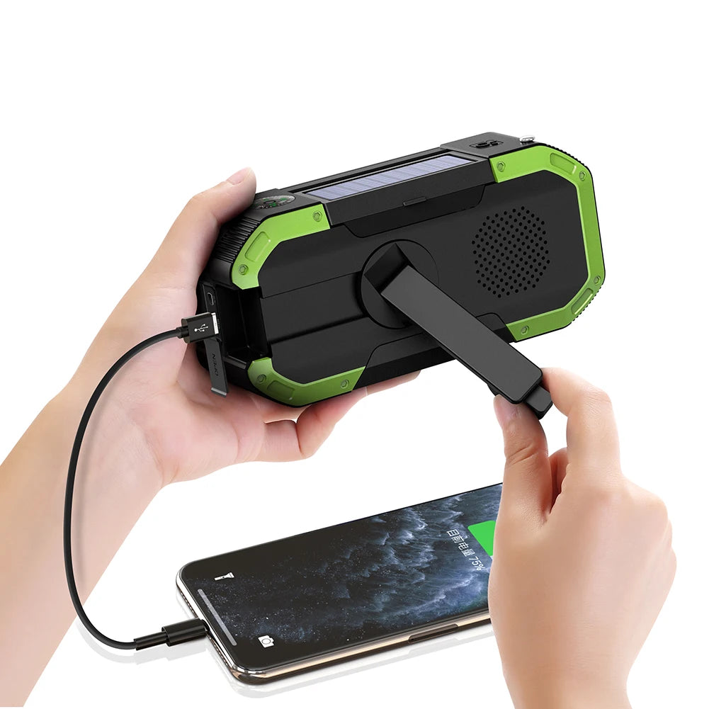 5000mAh Emergency Radio Solar Powered Hand Crank Radio Multifunctional Bluetooth AM/FM Weather Radio Speaker with LED Flashlight