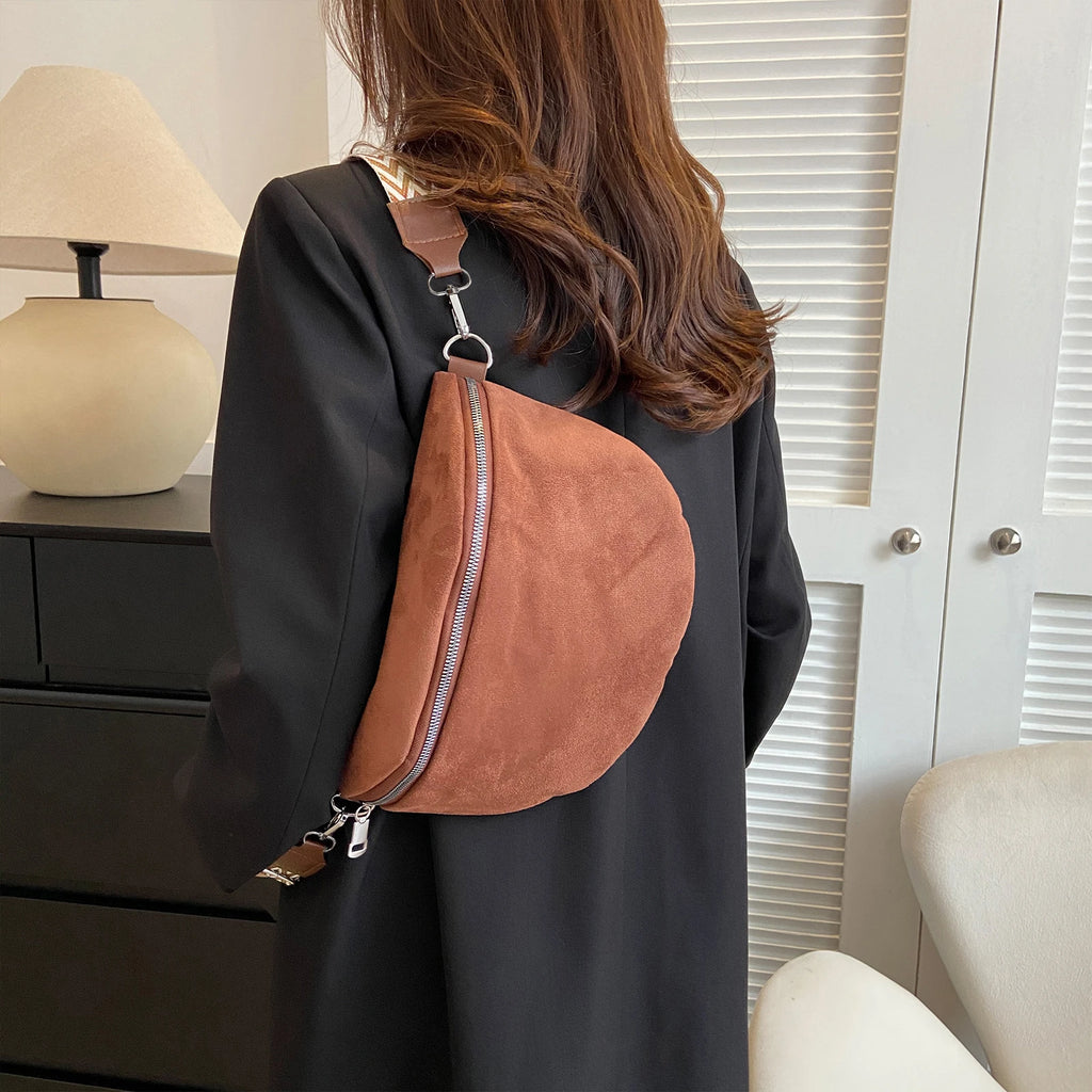 Women Chest Bag Fanny Pack PU Leather Solid Shoulder Bag Fashion Waist Bag Adjustable Strap Ladies Crossbody Stylish Satchel Bag