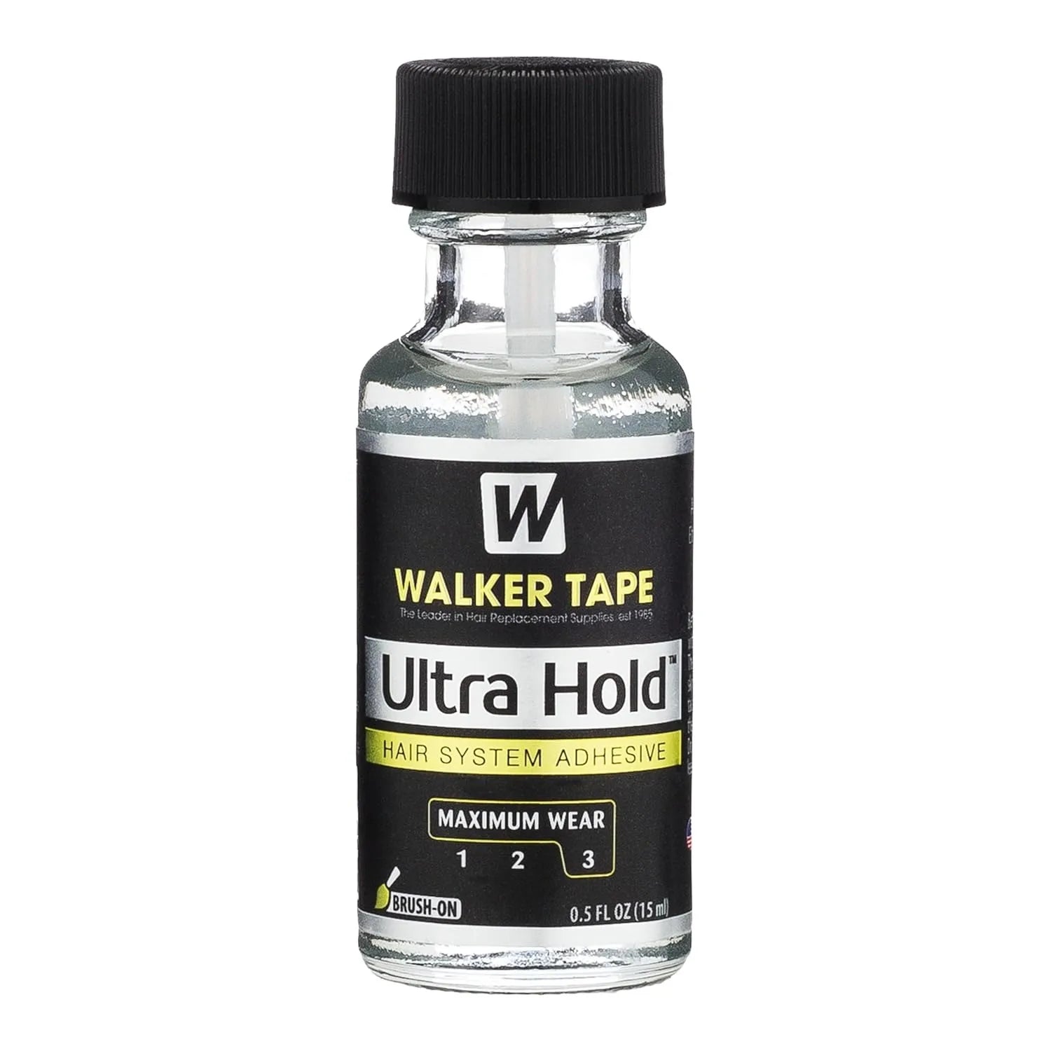 Walker Tape Ultra Hold Brush-On Adhesive 3.4 oz, Waterproof Clear-Drying Wig Glue for Lace Systems and Tape in Hair Extensions