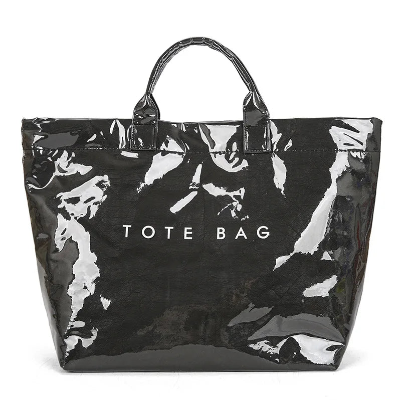 Retro tote bag waterproof DuPont paper shoulder bag fashionable commuting large capacity kraft paper handbag