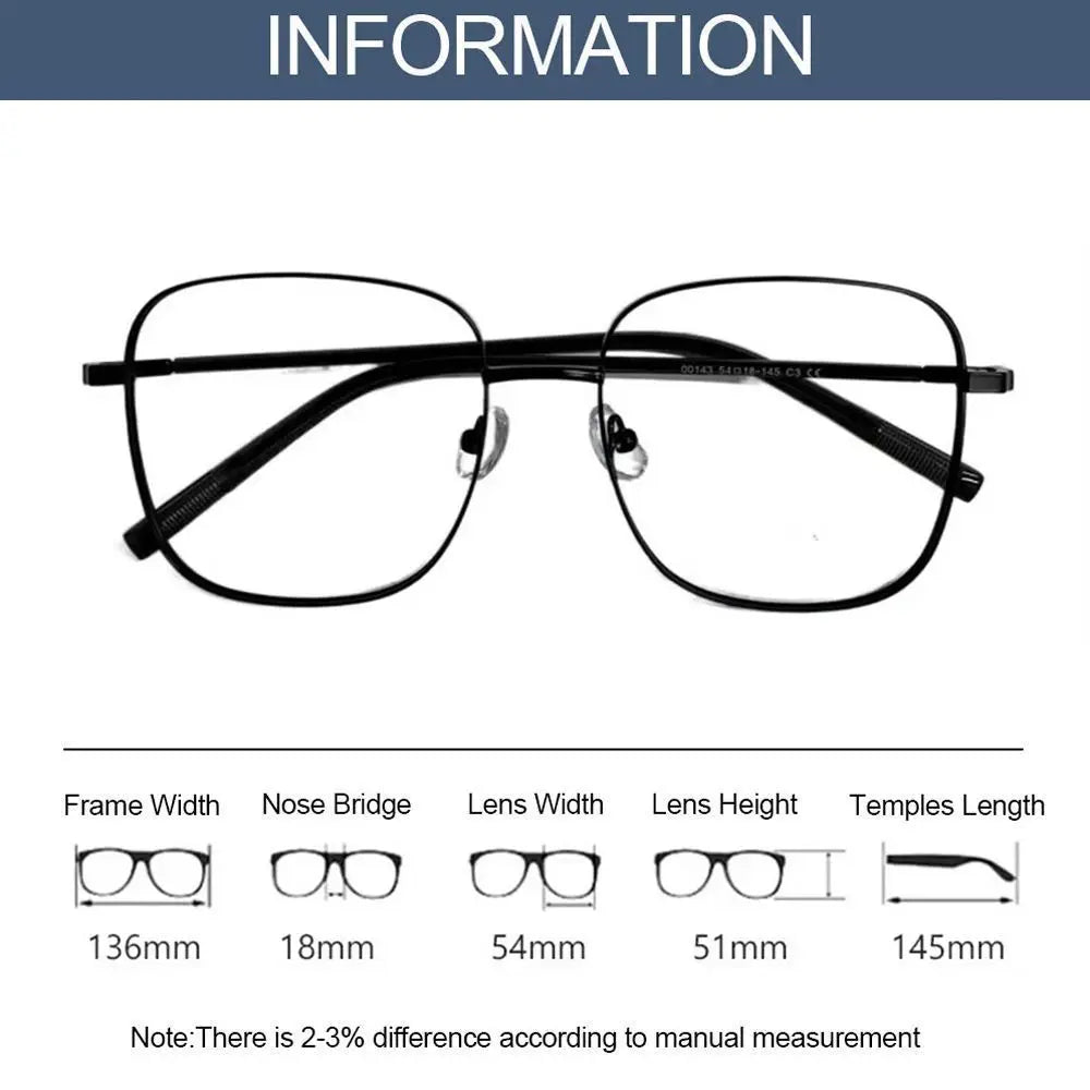 Metal Frame Myopia Glasses Frame Fashion Women Men Big Frame Anti-UV Blue Rays Glasses Ultra-light Vision Care Eyeglasses