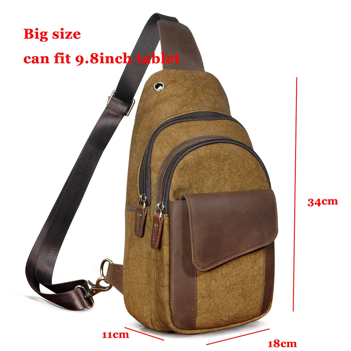 Men Quality Cow Leather Casual Fashion Triangle Crossbody Chest Sling Bag Design Travel One Shoulder Bag Daypack Male 8013