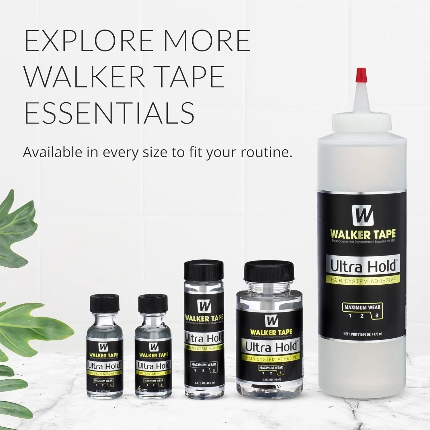 Walker Tape Ultra Hold Brush-On Adhesive 3.4 oz, Waterproof Clear-Drying Wig Glue for Lace Systems and Tape in Hair Extensions