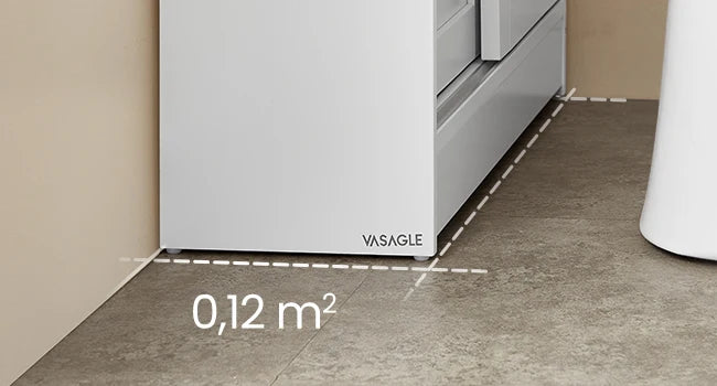 VASAGLE Bathroom chest of drawers Bathroom wardrobe Bathroom wardrobe Space Saving Sliding Doors Adjustable Flooring