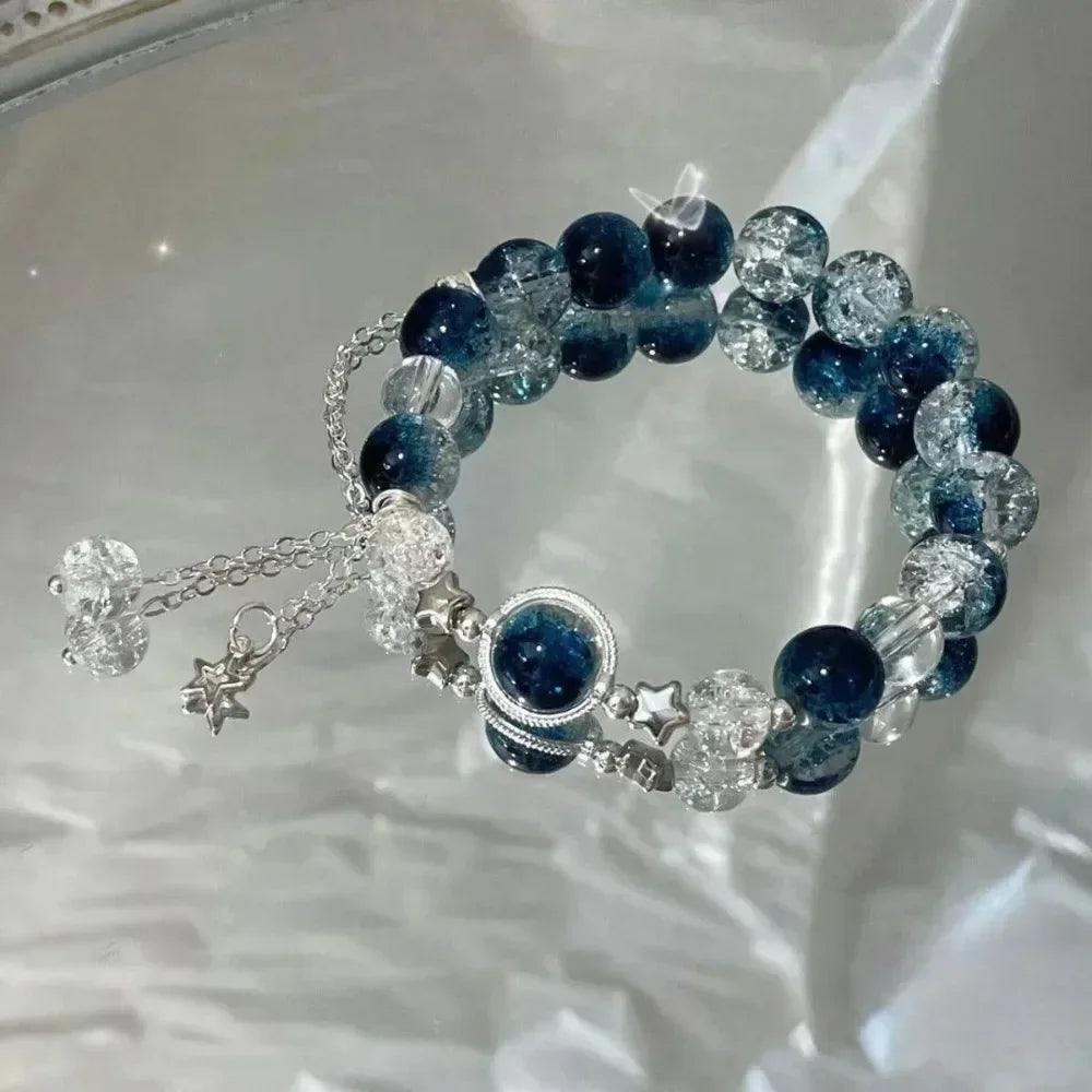 Butterfly Star Moon Flower Pendant Glazed Bracelet Jewelry Gift Beauty Accessory Bead Chain with Colorful Beads Lucky Bracelet