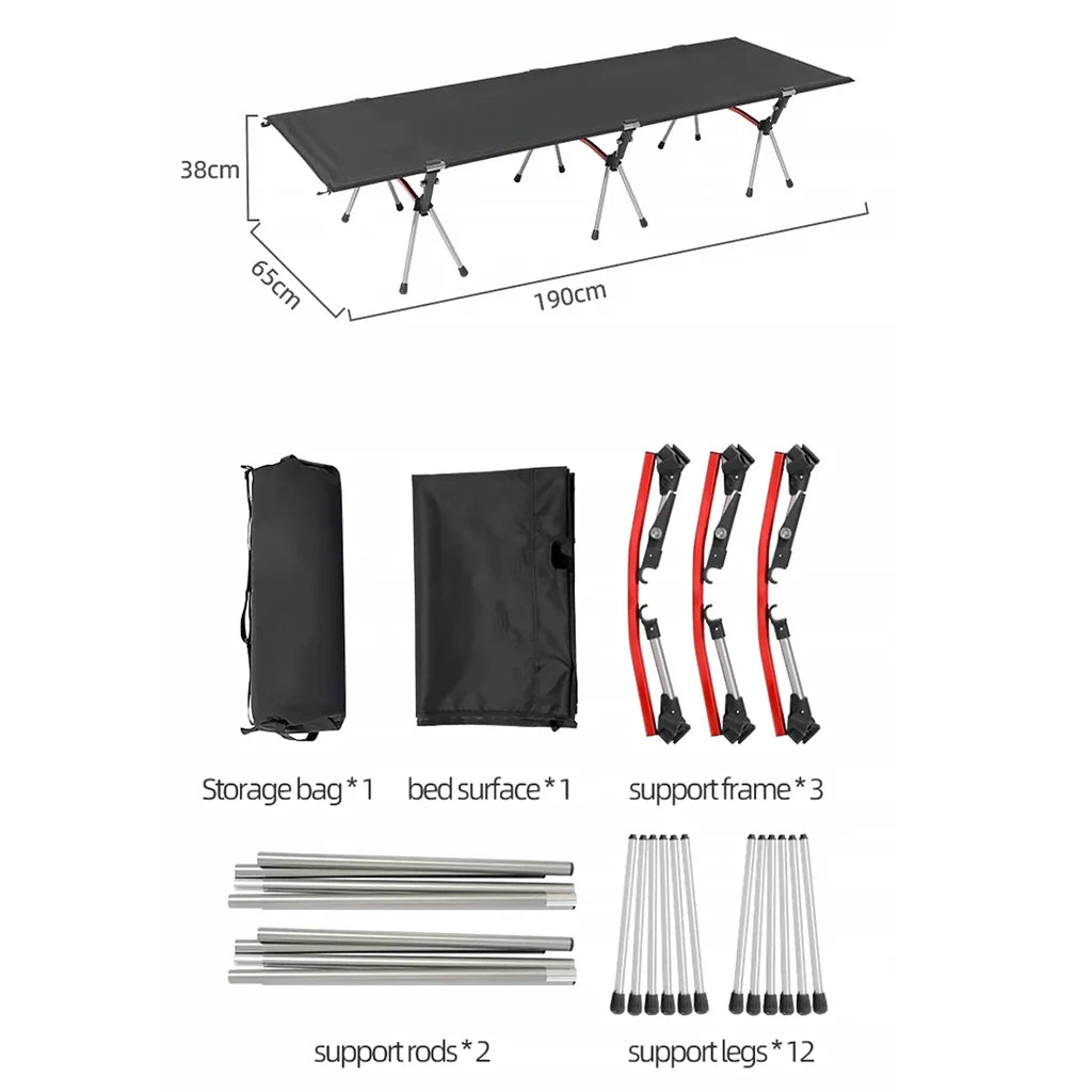 Outdoor Folding Camping Bed Single Person Cot Portable Foldable Sleeping Pad Hiking Backpacking Picnic Camping Cot Bed Mat 야전침대