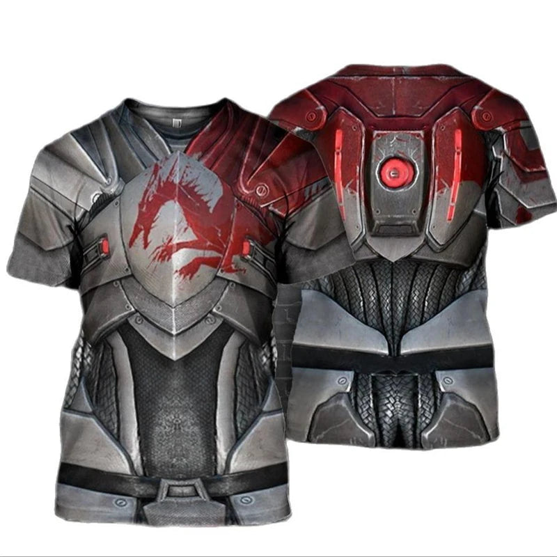 3D Print Knight Armor Cosplay T-shirt For Men New In Men's Casual O-neck Short Sleeve T Shirts Streetwear Funny Tee Shirt Tops