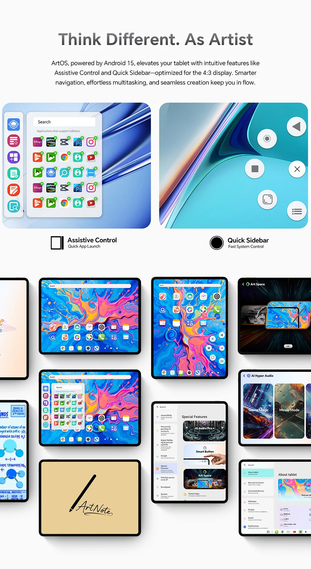 Teclast ArtPad Pro 12.7" 2.2K Display 8GB(+12G) 256GB MediaTek Helio G99 10000mAh 30W Android 15 Tablet PC 4G LTE Global Version