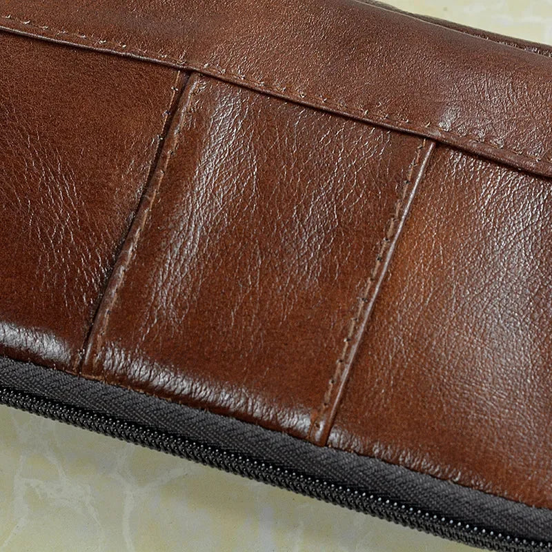 Men Genuine Leather Hip Bum Belt Bag Male Zipper Leather Phone Pouch Bag High Quality Waist Boy Fanny Packs Hand Bags Purses