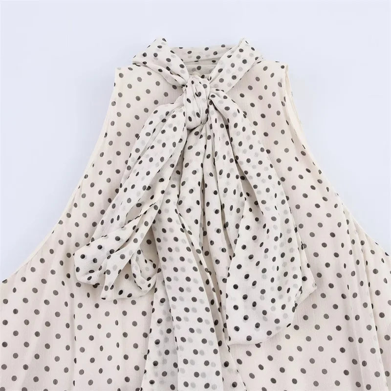 Women's Dresses New Spring 2025 Polka dot dress Sexy shoulders Irregular personality expanded maxi skirt Flowing  5289042