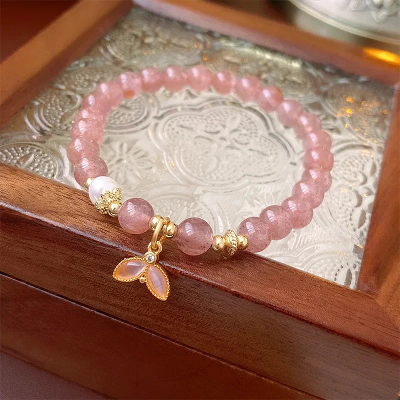 Butterfly Star Moon Flower Pendant Glazed Bracelet Jewelry Gift Beauty Accessory Bead Chain with Colorful Beads Lucky Bracelet