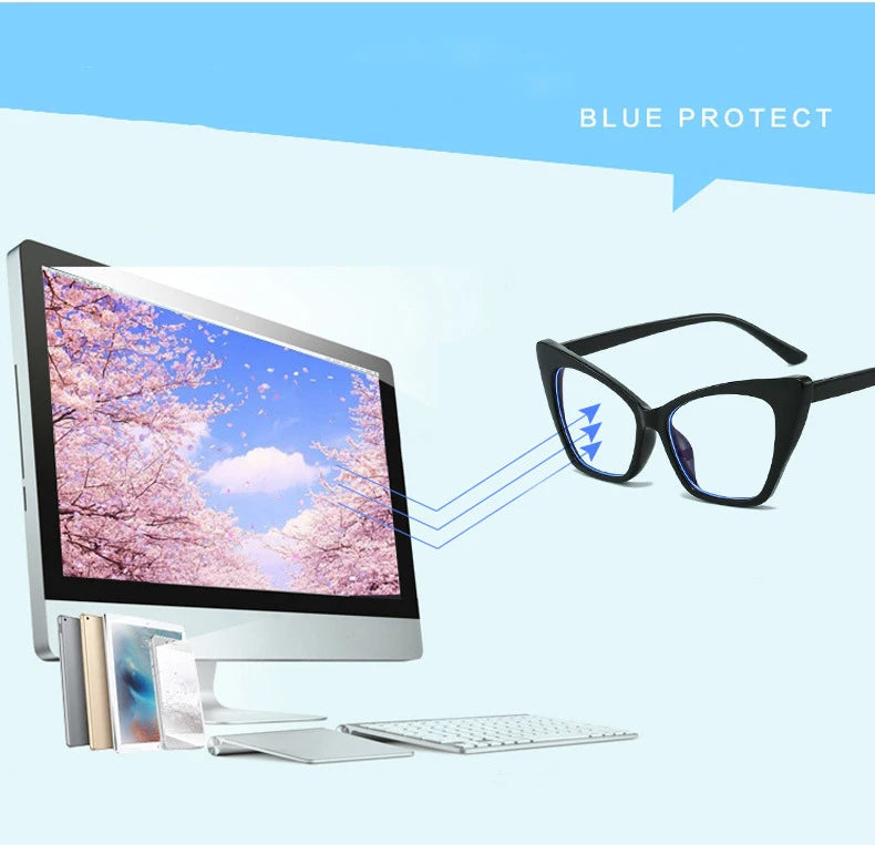 Luxury Brand Cat Eye Reading Glasses Optical Blue Light Blocking Prescription Women Eyeglasses Transparent Fashion Eyewear 2025