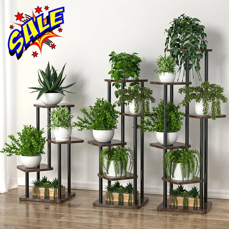 Plant Stand and Flower Stand Wooden Shelf 5/6/8Layers Display Stand Storage Shelf Pot Rack Organizer Shelves Garden Decoration
