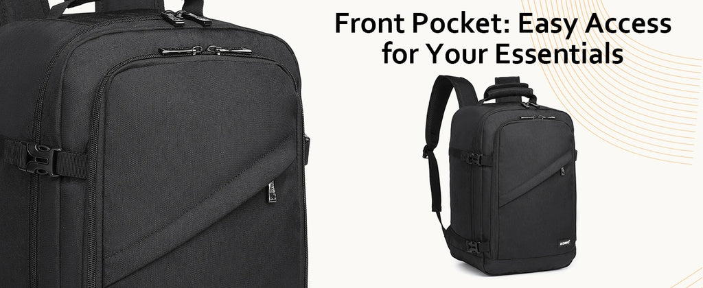 Kono Cabin bag 40x20x25 cm for Ryanair Under Seat hand luggage Backpack, Cabin Size 20L Black Minimalist