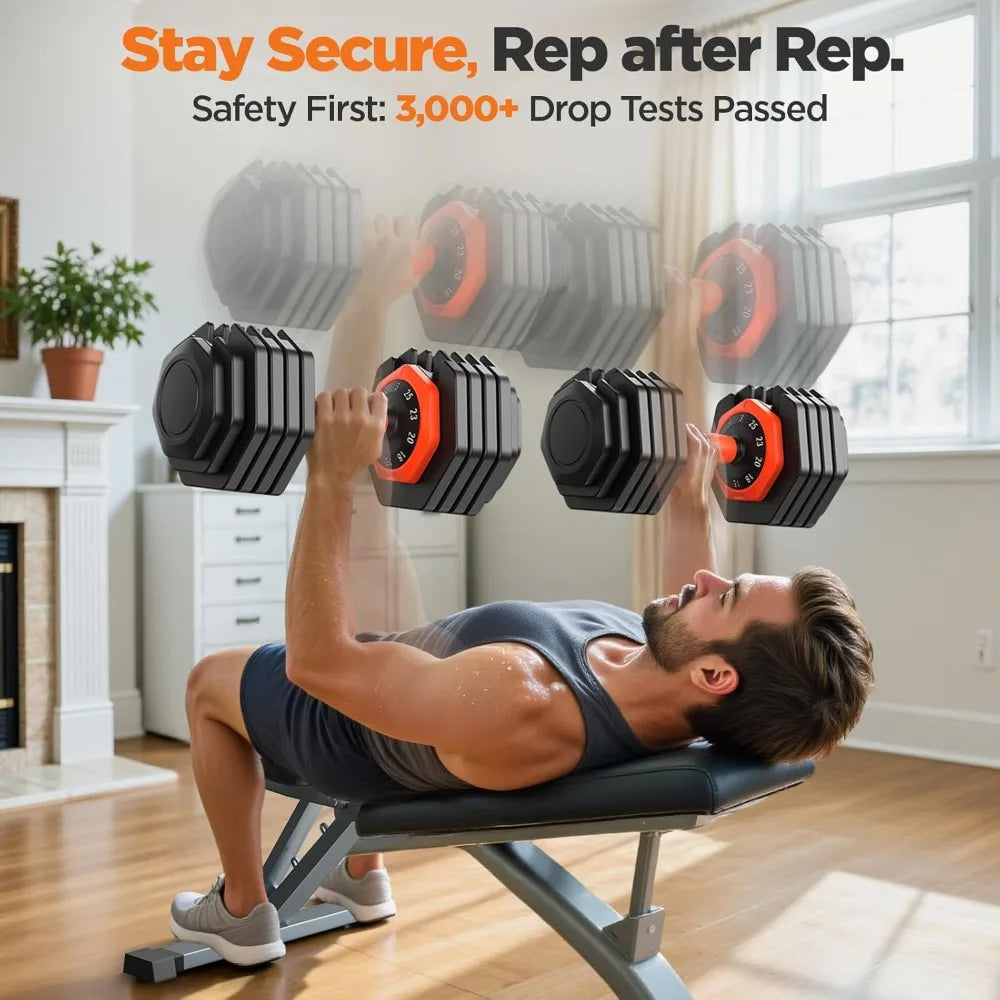 2026 Updated Adjustable Dumbbell Set of 2, 110lbs/50lbs Weights Dumbbell Set with Storage Box, 25lbs/55lbs, Customized