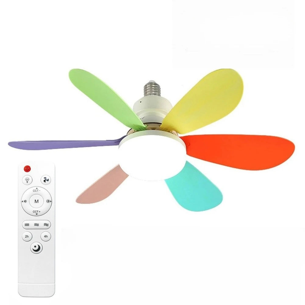 30/40W Ceiling Fan Lighting Color Temperature Modern Ceiling Mount Remote Control Dimmable Light Smart E27 Led Ceiling Fan Light