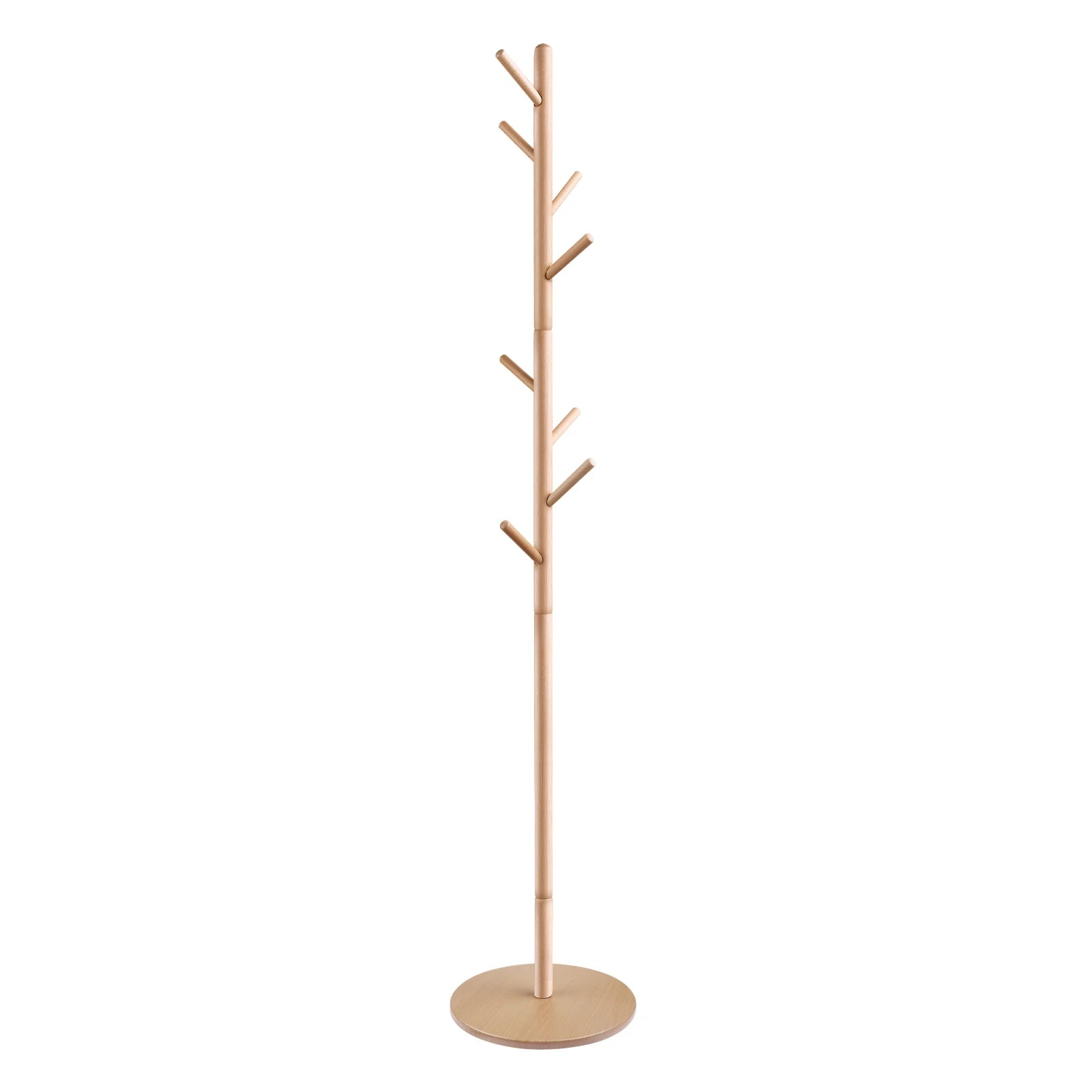Solid Wood Coat Racks Stand Adjustable Height Clothes Hanger 8 Hook for Home Entryway Clothes Hat Scarves Handbags Rack