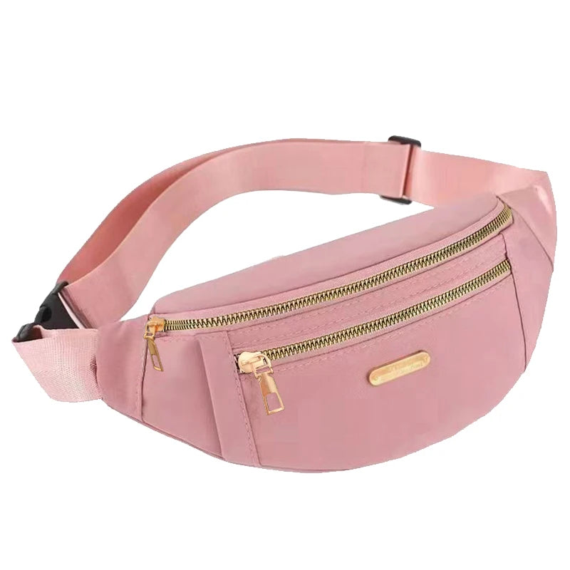 Unisex Adjustable Waist Shoulder Bag, Durable Crossbody Bag with Zipper Pockets and Hardware, Casual Sports Design