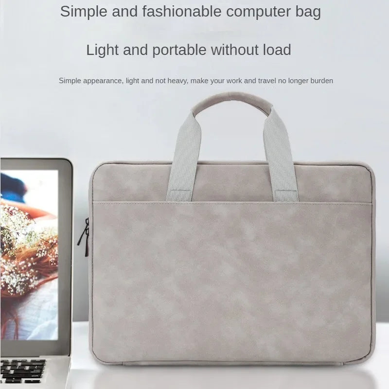 Fully Opening and Closing PU Sheepskin Leather Laptop Bag Suitable for 13-16 Inches Delicate Feel Splashproof and Shockresistant