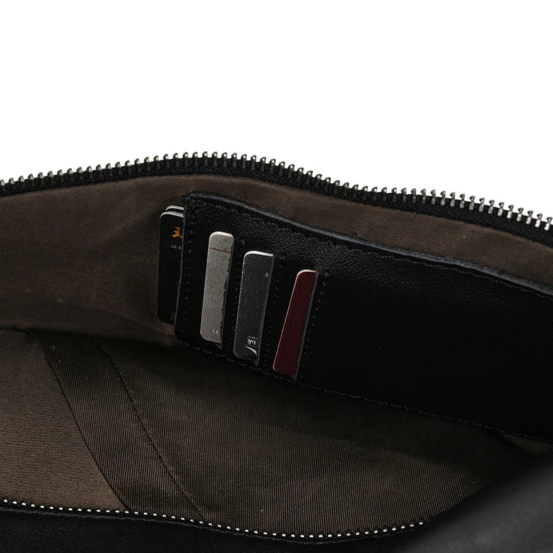 Mans 100% Genuine Leather Sling Bag Men Messenger Bags for Men Black Chest Bags for Phone Casual Sport Shoulder Bag