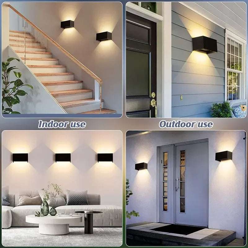 Aluminum LED Wall Lamp Outdoor Waterproof IP65 Interior Wall Light 12W24W Porch Garden Lights Living Room Street Stairs Lighting