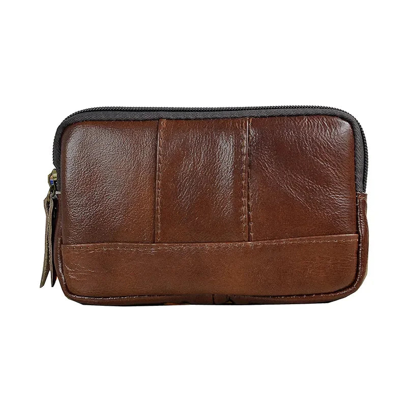 Men Genuine Leather Hip Bum Belt Bag Male Zipper Leather Phone Pouch Bag High Quality Waist Boy Fanny Packs Hand Bags Purses