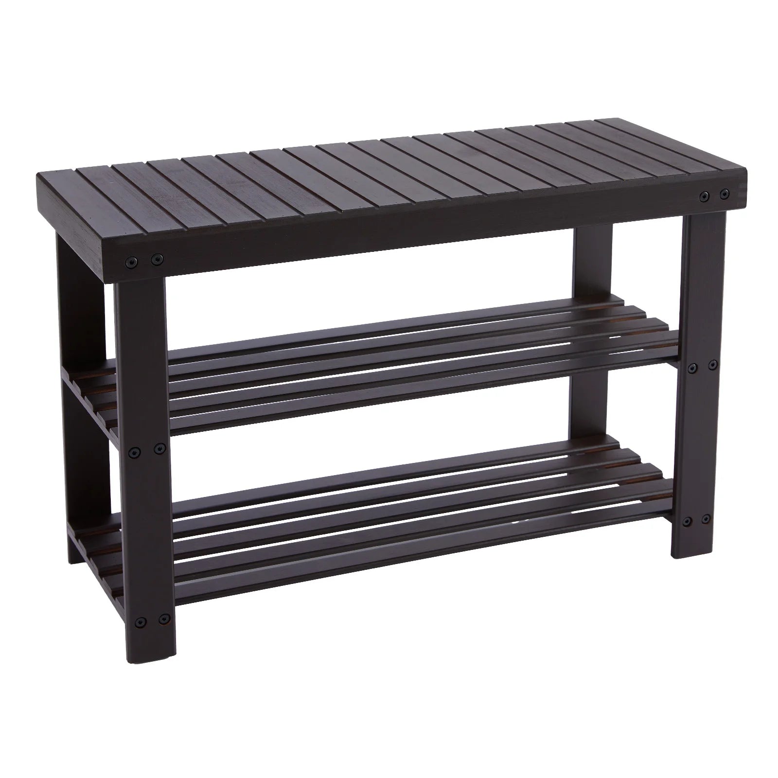 JHK 3-Tier Bamboo Entryway Benches Living Room Shoe Rack Bench Holds Up to 286 lb Storage Organizer for Bedroom Balcony