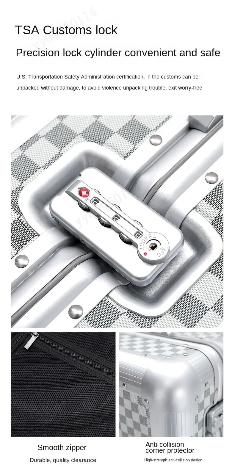 Premium Aluminum Alloy Frame Leather Luggage Unisex 26-Inch Carry-On Suitcase New Travel Case with Sturdy Construction Luggage