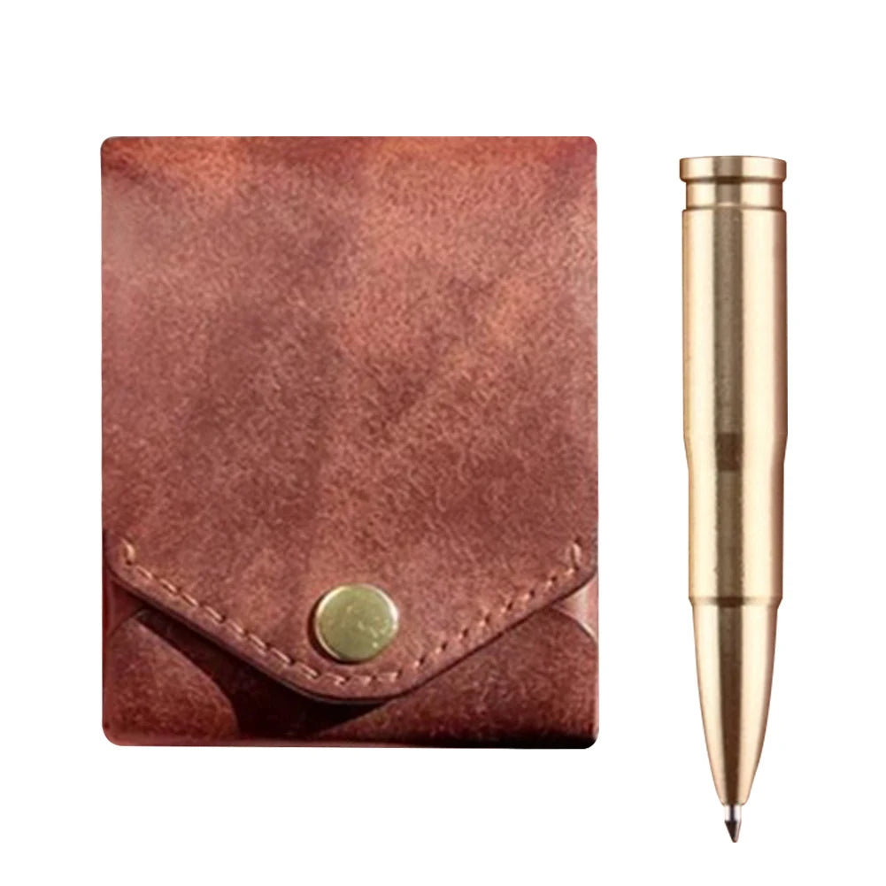 Multifunctional Compact Wallet Bi-Fold Slim Minimalist Wallet Complimentary Fountain Pen for Daily Commuting Business and Travel