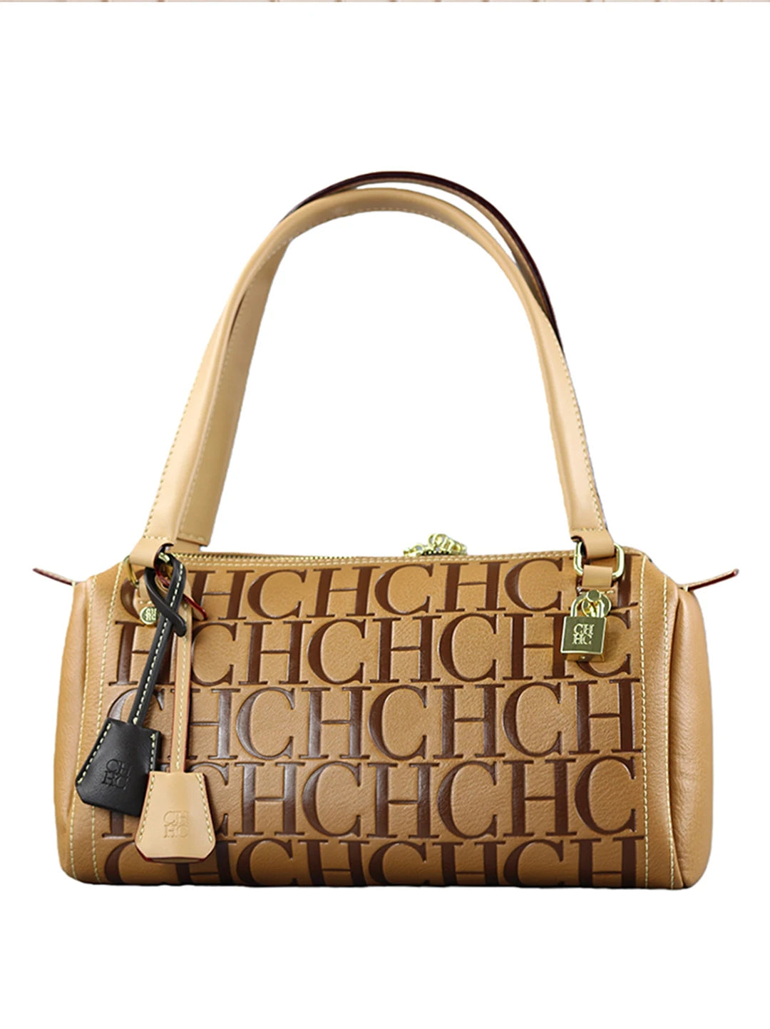 2025Vintage Style CH Brand Fashion Embossed Letter Cylindrical Handbag Large Capacity Commuter Shoulder Bag