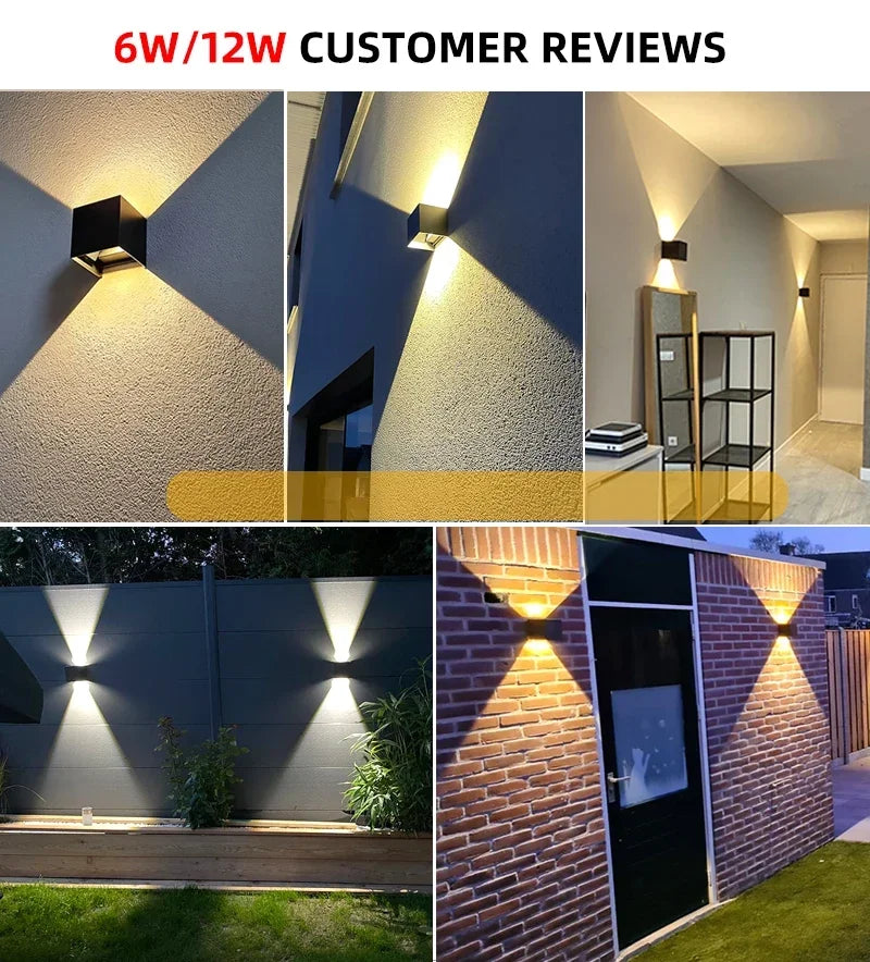 Aluminum LED Wall Lamp Outdoor Waterproof IP65 Interior Wall Light 12W24W Porch Garden Lights Living Room Street Stairs Lighting