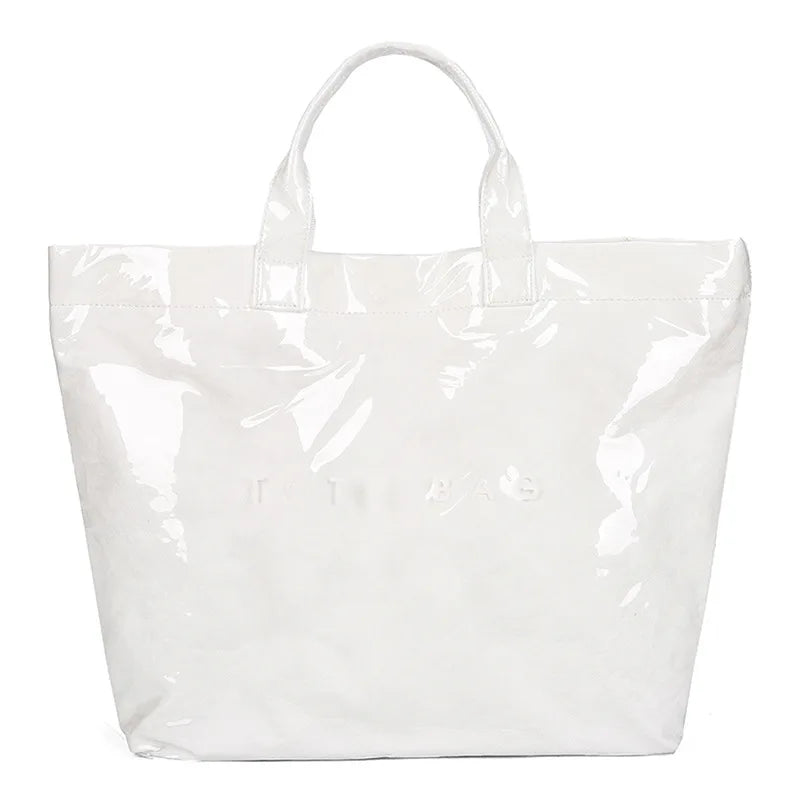 Retro tote bag waterproof DuPont paper shoulder bag fashionable commuting large capacity kraft paper handbag