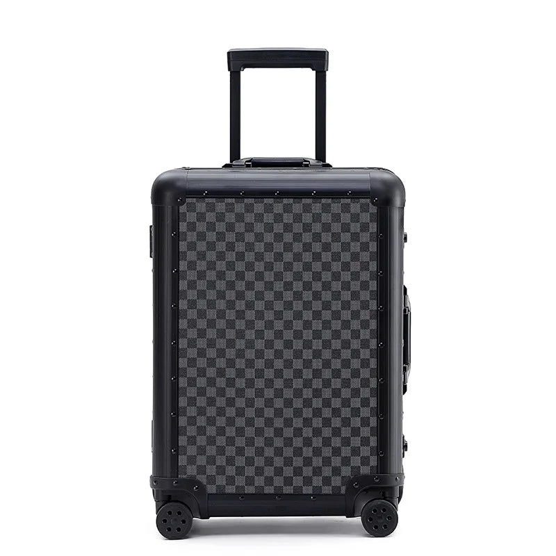 Premium Aluminum Alloy Frame Leather Luggage Unisex 26-Inch Carry-On Suitcase New Travel Case with Sturdy Construction Luggage
