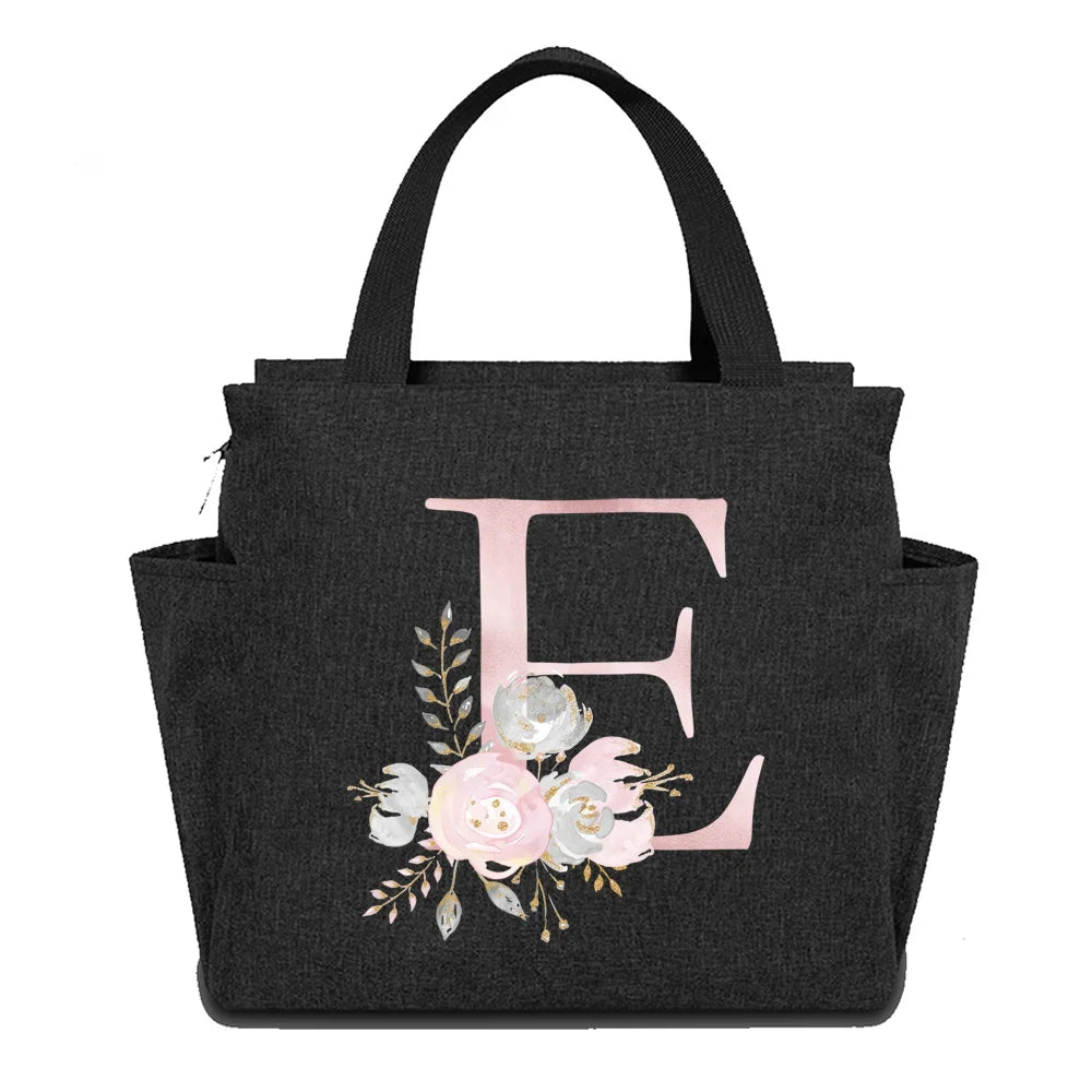 BIG Capacity Insulated Thermal Lunch Food Bag Box Cooler Waterproof  Original Design Pink Flower Series Printing for Kids