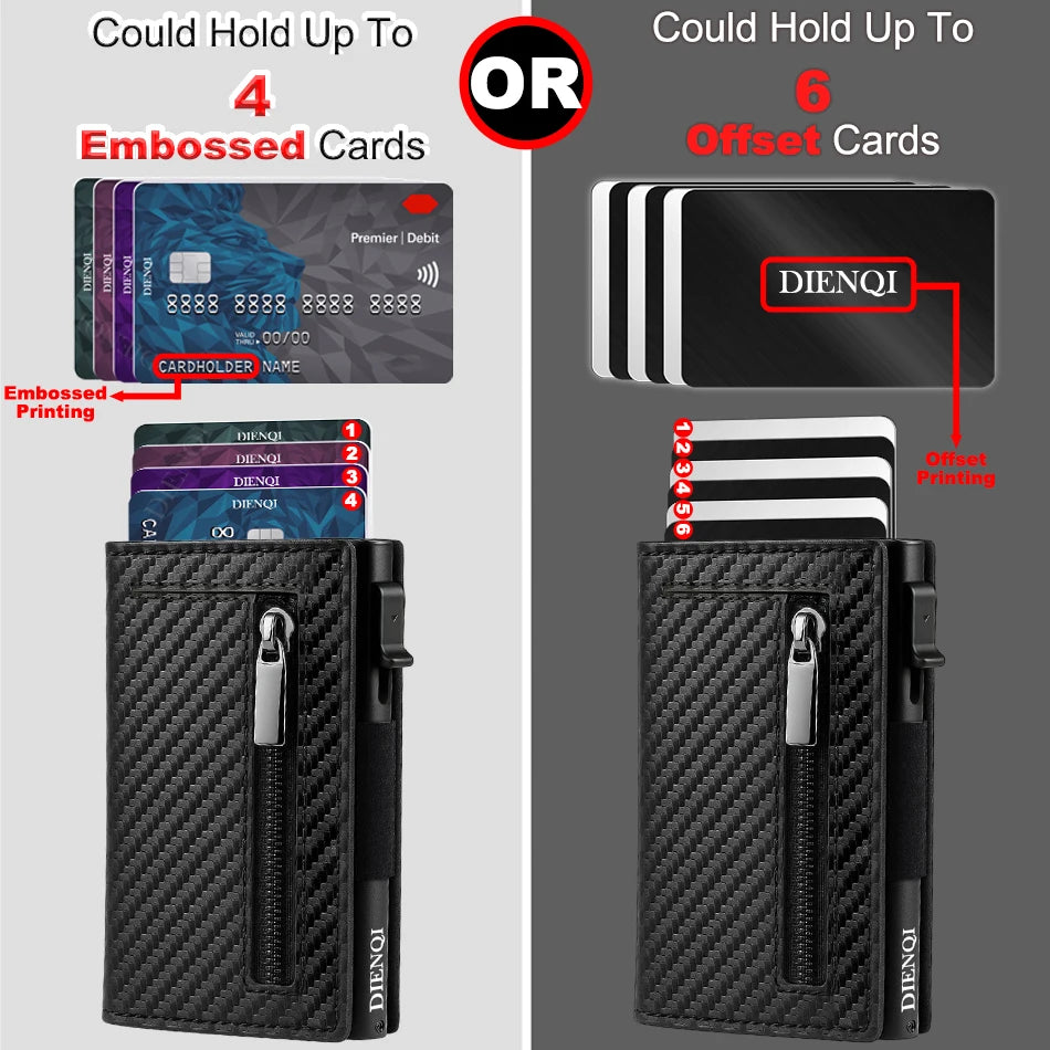 RFID Blocker Minimalistic Men Wallet Business Credit Card Holder Carbon Fiber Leather Wallets Small Male Purse Cardholder Case