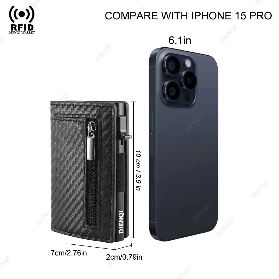 RFID Blocker Minimalistic Men Wallet Business Credit Card Holder Carbon Fiber Leather Wallets Small Male Purse Cardholder Case