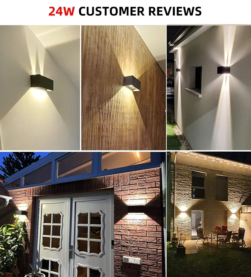 Aluminum LED Wall Lamp Outdoor Waterproof IP65 Interior Wall Light 12W24W Porch Garden Lights Living Room Street Stairs Lighting