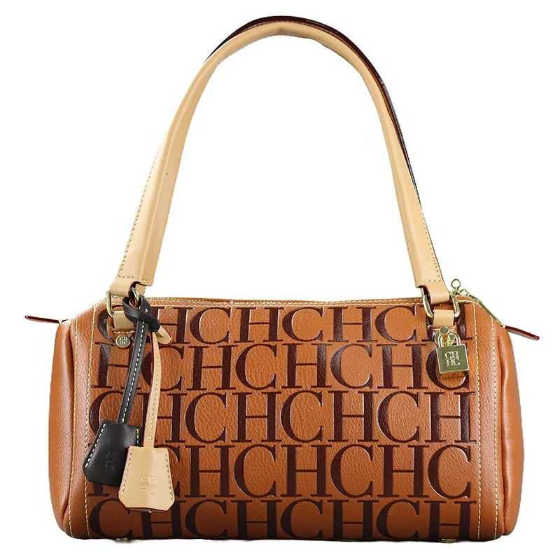2025Vintage Style CH Brand Fashion Embossed Letter Cylindrical Handbag Large Capacity Commuter Shoulder Bag