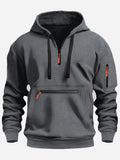 2024 Men's Hooded Sweater Leisure Sports Pullover Retro Harajuku Long Sleeve Zipper Multi-pocket Casual Loose Coat Street Wear