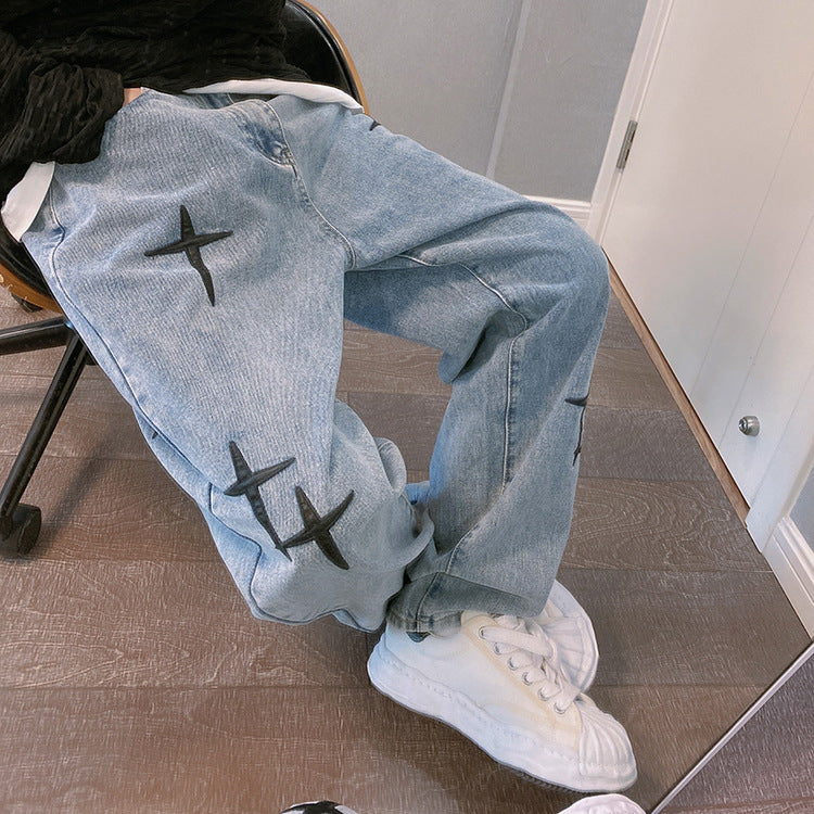 Wide Leg Cargo Pants 2022 Streetwear Baggy men Jeans Spring Autumn Men Korean Fashion Loose Straight Male Brand Clothing Black