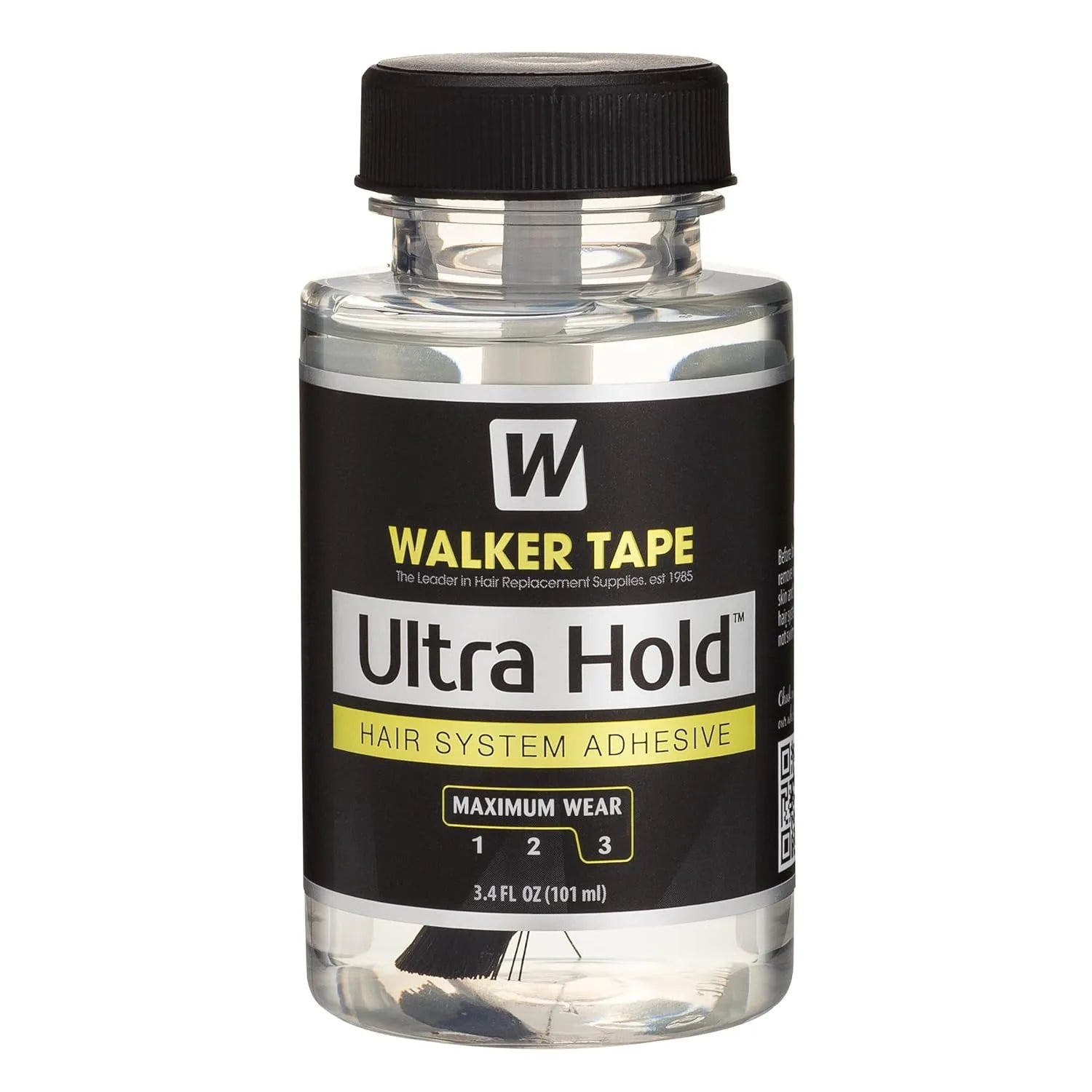 Walker Tape Ultra Hold Brush-On Adhesive 3.4 oz, Waterproof Clear-Drying Wig Glue for Lace Systems and Tape in Hair Extensions