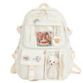 Woman Backpack Fashion College Student Rucksack Nylon with Plush Pendant Pin Kawaii Large Capacity Japanese Style for Teen Girls