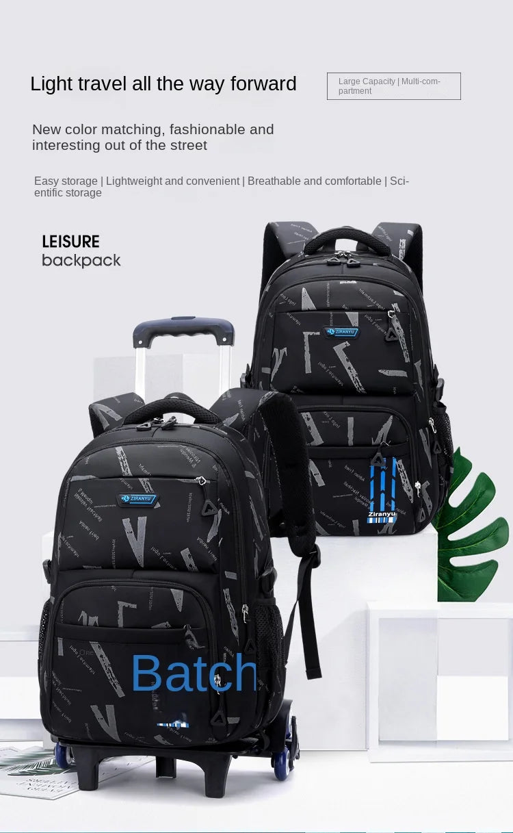 Trolley School Bags for Boys Children Rolling Backpack Elementary School Backpack with Wheels Student Book Bag Carry on Luggage