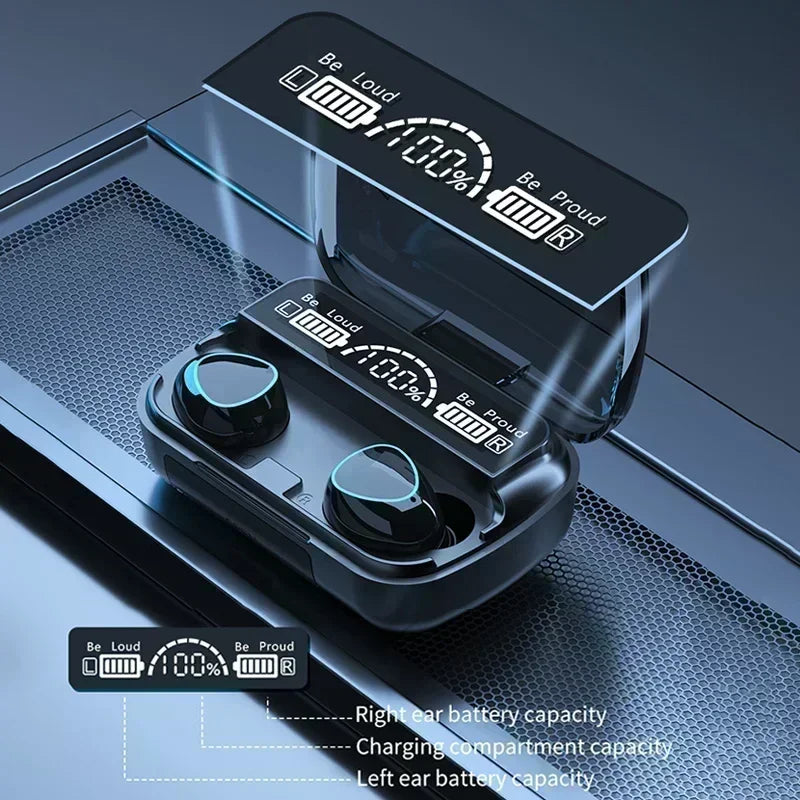 Bluetooth headset M10 hands-free LED Dispay headset Bluetooth HiFi stereo music wireless earplug waterproof game headset
