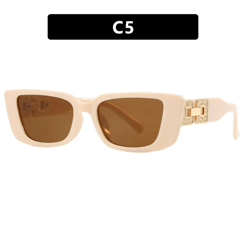 y2k Irregular Cat Eye Sunglasses Women For Men Luxury Brand Designer Vintage Punk Sunglasses Popular Chain Classic Eyeglasses