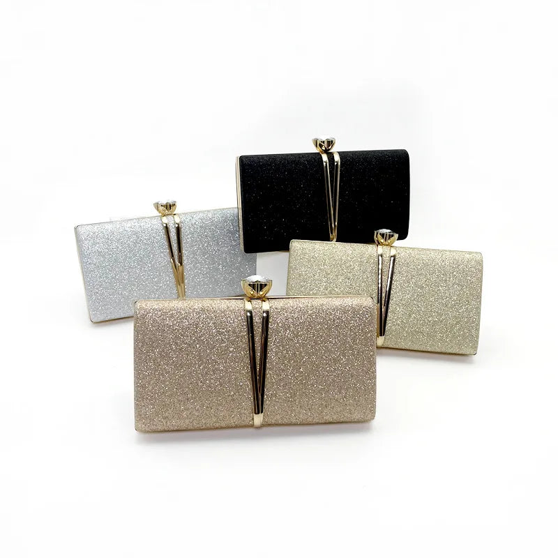 Shiny Glitter Evening Clutch Bag Women Wedding Purse Party Banquet Handbag Lady Elegant Daily Club Chain Crossbody Shoulder Bag