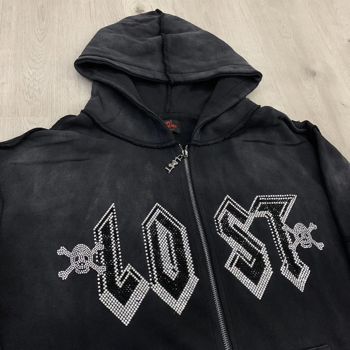 High Street Lose Rhineston Brilliant Shinning Zipper Hooded Hoodies for Men Cardigan Terry Loose Casual Sweatshirt Jacket